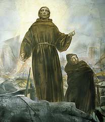 Fresco por Pietro Annigoni, San Antonio que predica desde el nogal, contrafachada bas�lica de San Antonio de Padua, Italia